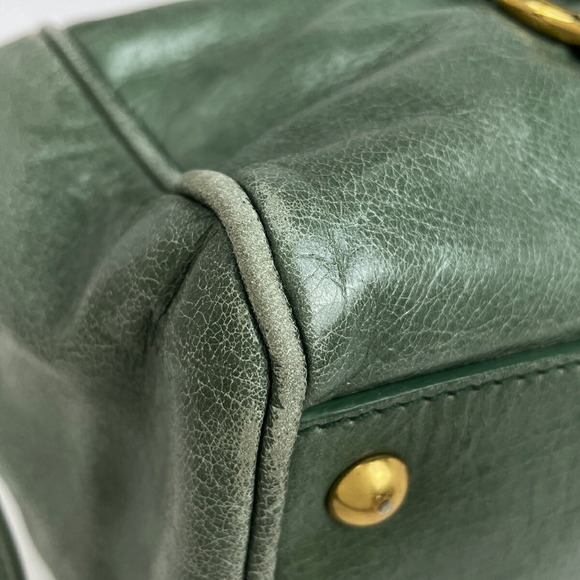 Miu Miu Logo Handbag Leather Green - Picture 2 of 7